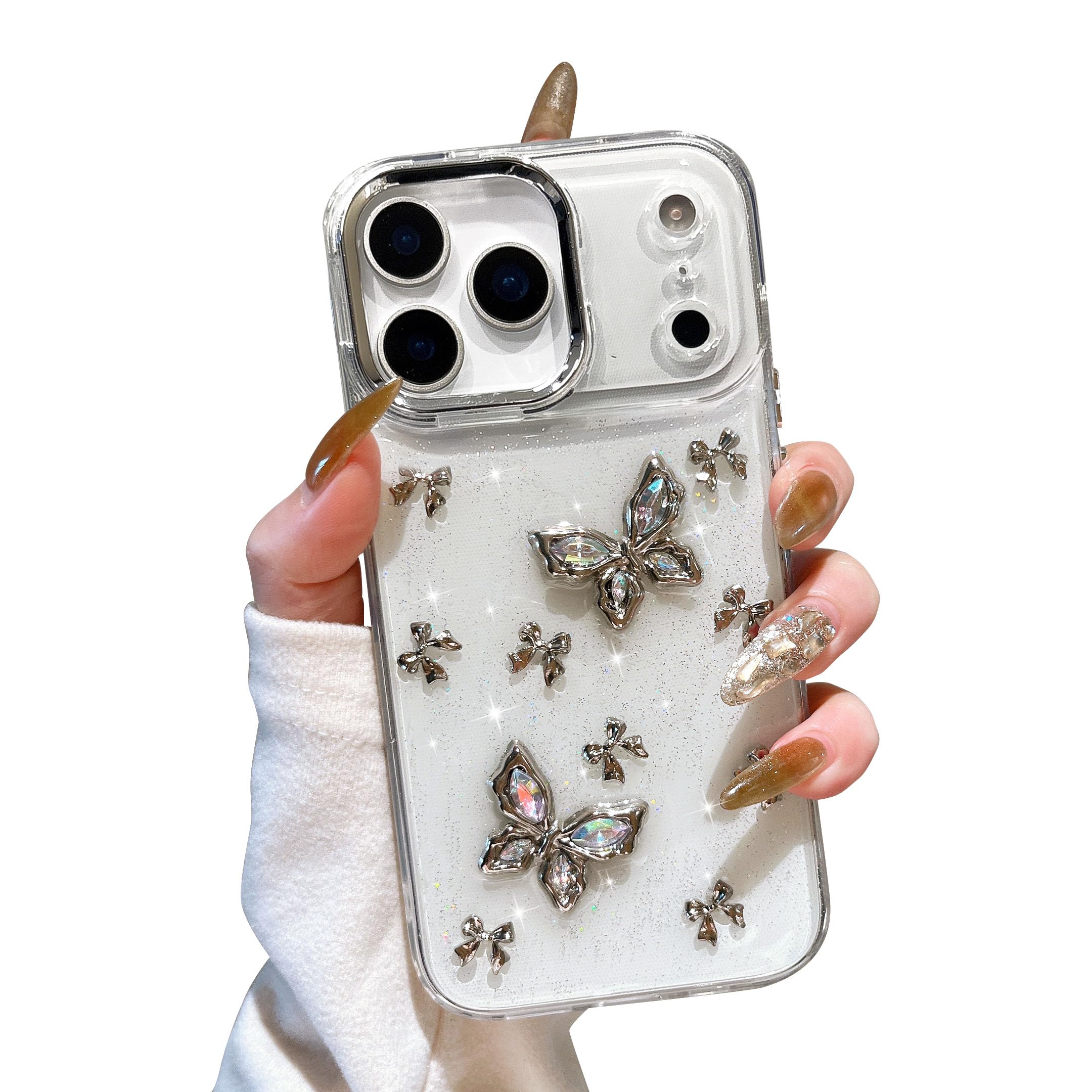 Butterfly デザイン iPhone用ケース クリア Amazon.com: EYZUTAK Case for iPhone 17 Pro Max, Bling Glitter 3D